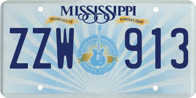 MS license plate ZZW913