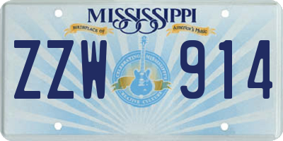 MS license plate ZZW914