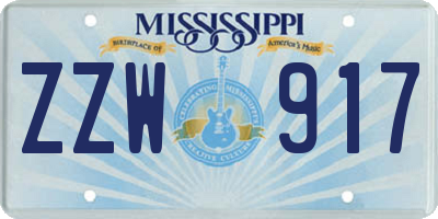 MS license plate ZZW917