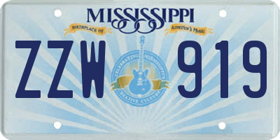 MS license plate ZZW919