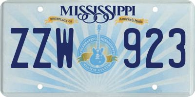 MS license plate ZZW923