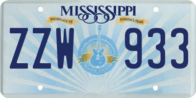 MS license plate ZZW933