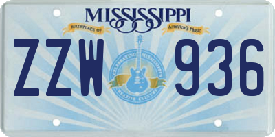 MS license plate ZZW936