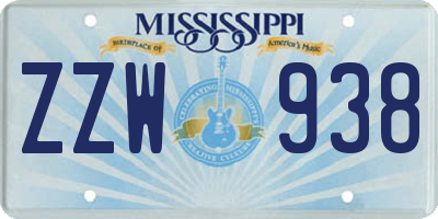 MS license plate ZZW938