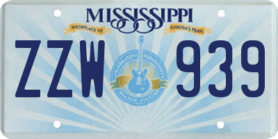 MS license plate ZZW939