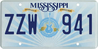 MS license plate ZZW941