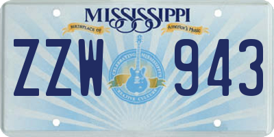 MS license plate ZZW943