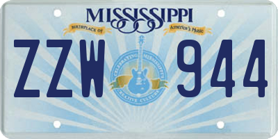 MS license plate ZZW944