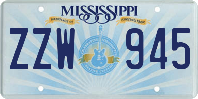 MS license plate ZZW945