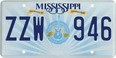 MS license plate ZZW946