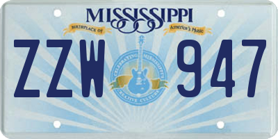 MS license plate ZZW947