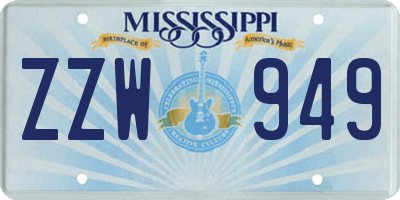 MS license plate ZZW949