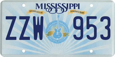 MS license plate ZZW953