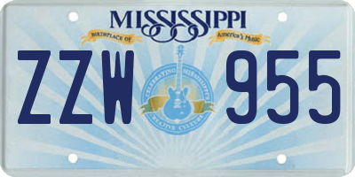 MS license plate ZZW955