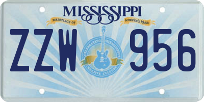 MS license plate ZZW956