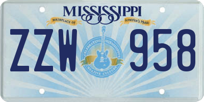 MS license plate ZZW958