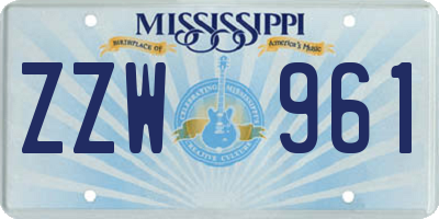 MS license plate ZZW961