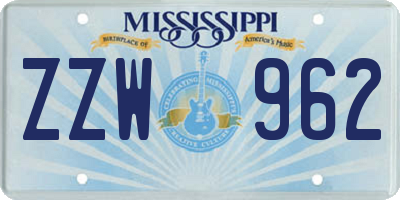 MS license plate ZZW962