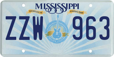 MS license plate ZZW963