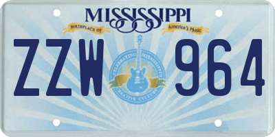 MS license plate ZZW964