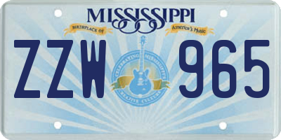 MS license plate ZZW965