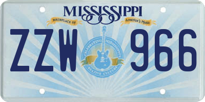 MS license plate ZZW966