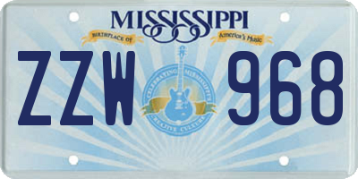 MS license plate ZZW968