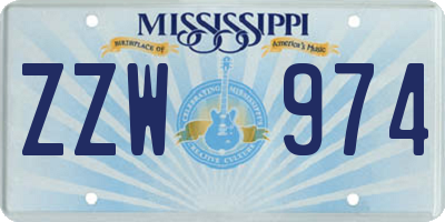 MS license plate ZZW974