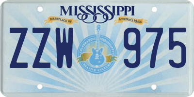 MS license plate ZZW975