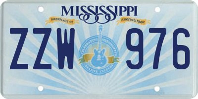 MS license plate ZZW976