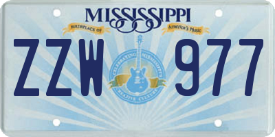 MS license plate ZZW977