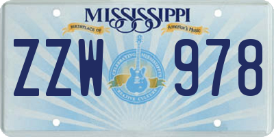 MS license plate ZZW978