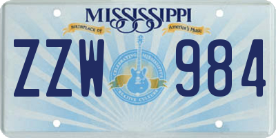 MS license plate ZZW984