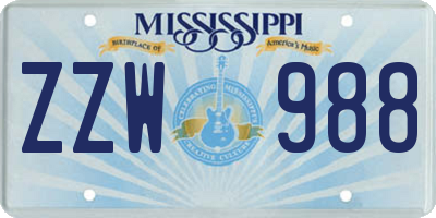 MS license plate ZZW988