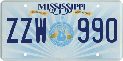 MS license plate ZZW990