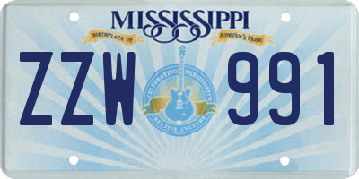 MS license plate ZZW991