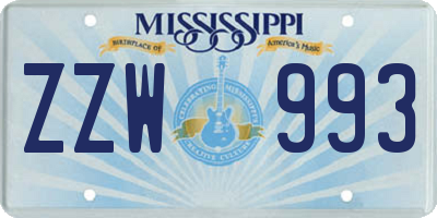 MS license plate ZZW993