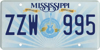 MS license plate ZZW995