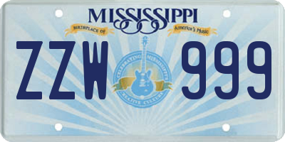 MS license plate ZZW999