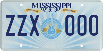 MS license plate ZZX000