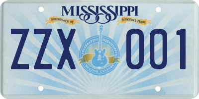 MS license plate ZZX001