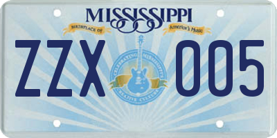 MS license plate ZZX005