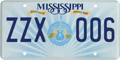 MS license plate ZZX006