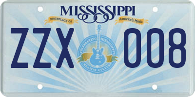 MS license plate ZZX008