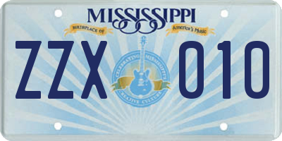 MS license plate ZZX010