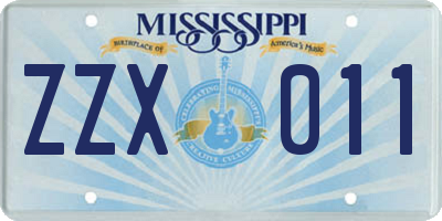 MS license plate ZZX011