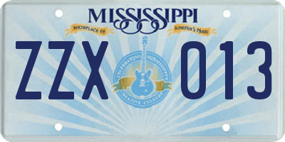 MS license plate ZZX013