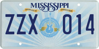 MS license plate ZZX014