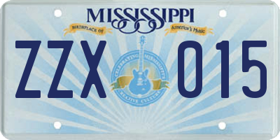 MS license plate ZZX015