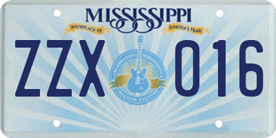 MS license plate ZZX016